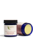 rose & chamomile luxury facial cream with smooth texture and golden color