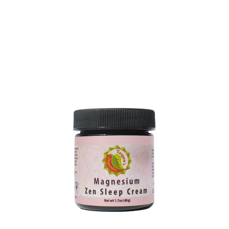 1.7oz jar of Magnesium Zen Sleep Cream on a white background
