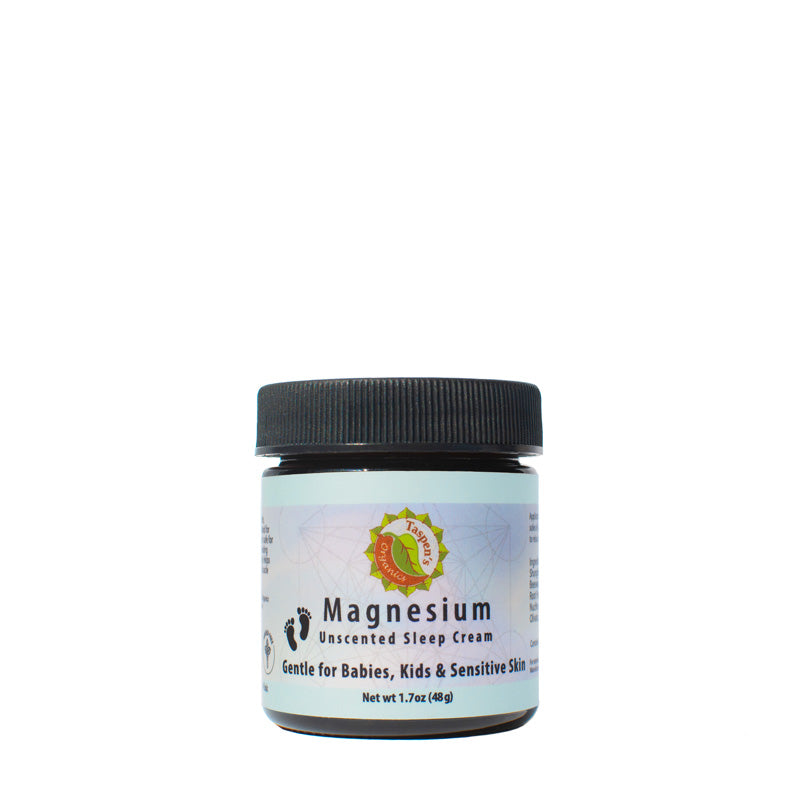 1.7oz Jar of Magnesium Unscented Sleep Cream on a white background - gentle for babies, kids & sensitive skin