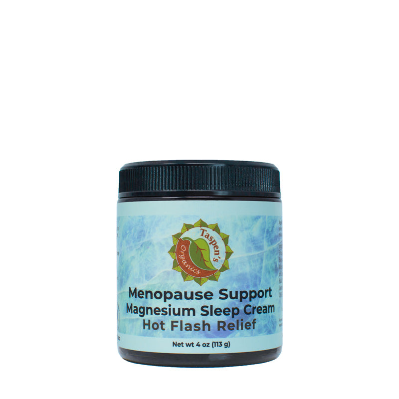 4oz jar of Taspen's Menopause Support Magnesium Sleep Cream Hot Flash Relief on a white background