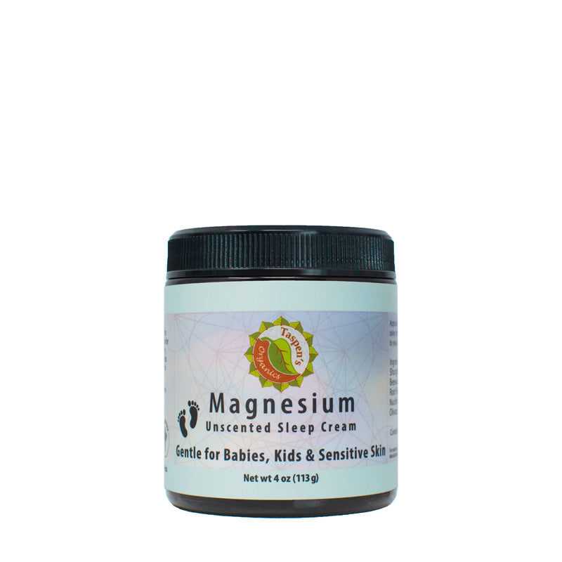 4oz Jar of Magnesium Unscented Sleep Cream on a white background - gentle for babies, kids & sensitive skin