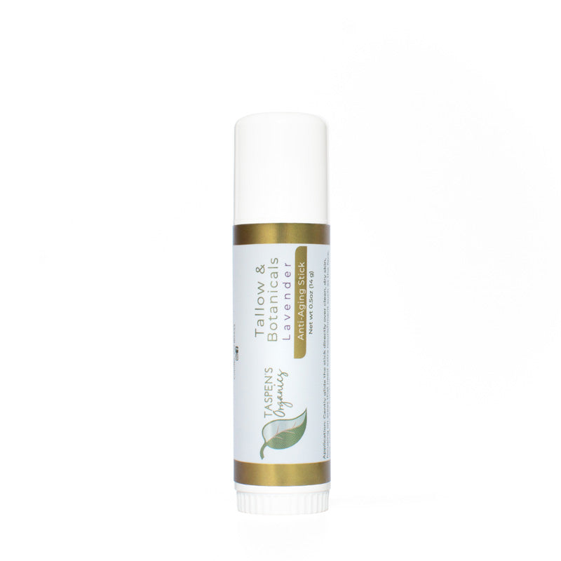 Lavender Tallow & Botanicals Anti-Aging Balm stick on a white background