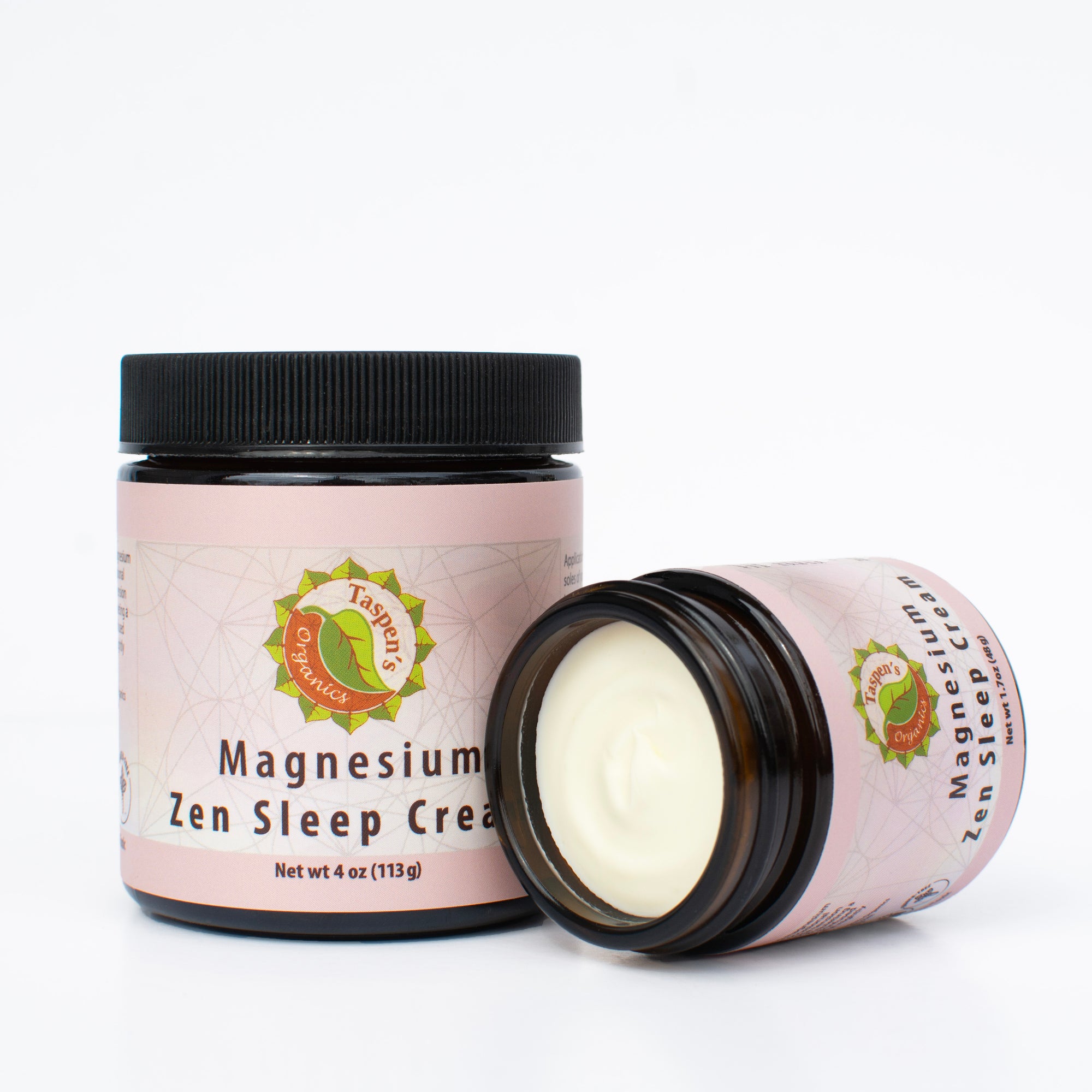 Open jar of Magnesium Zen Sleep Cream 
