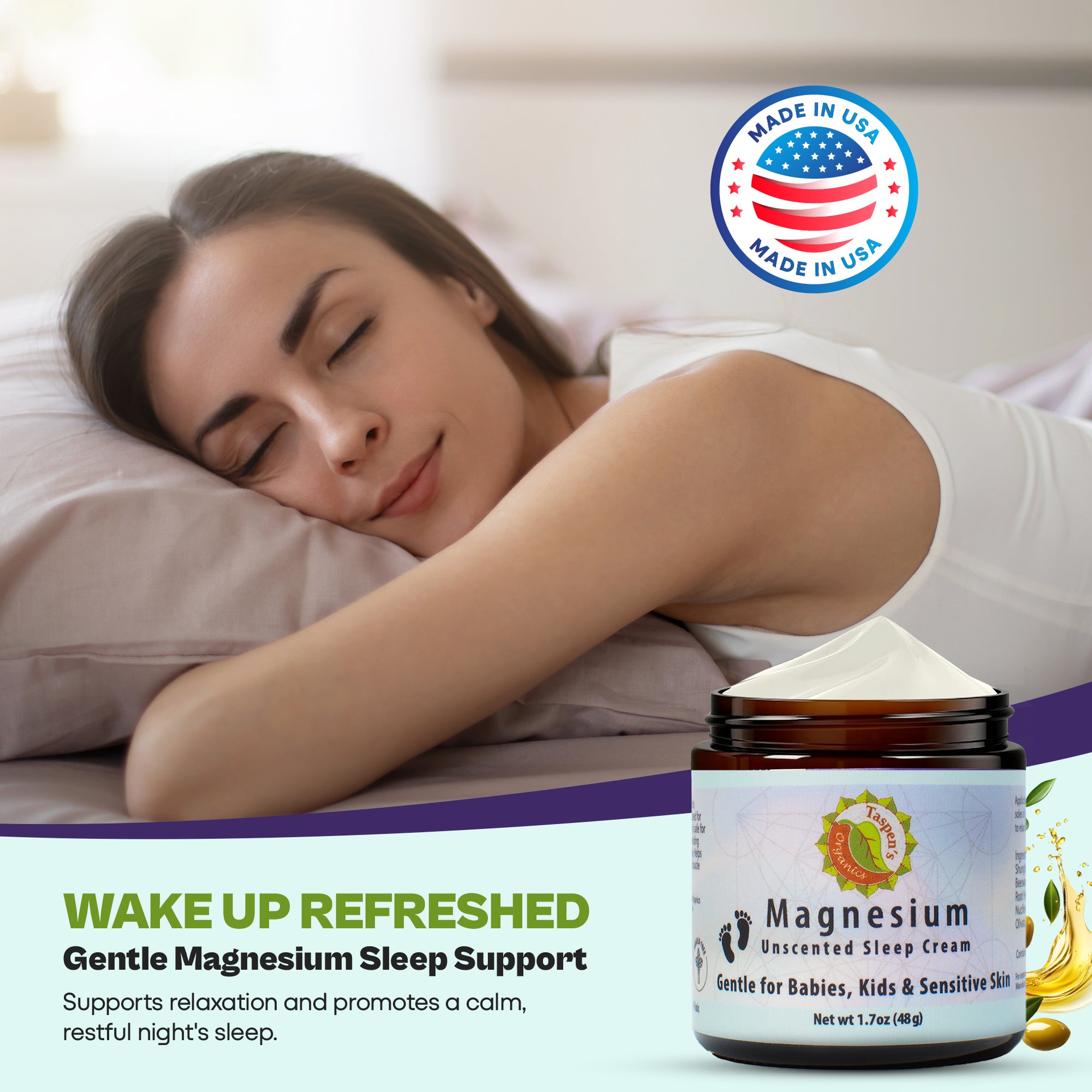 Magnesium Unscented Sleep Cream for Babies, Kids and Sensitive Skin